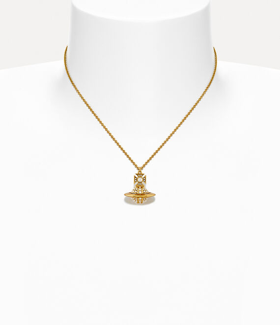 Vivienne Westwood Luzia Pendant in GOLD/CRYSTAL-Crystal/CREAM Pearl